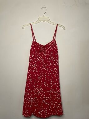 Red Heart Print Spaghetti Strap Dress